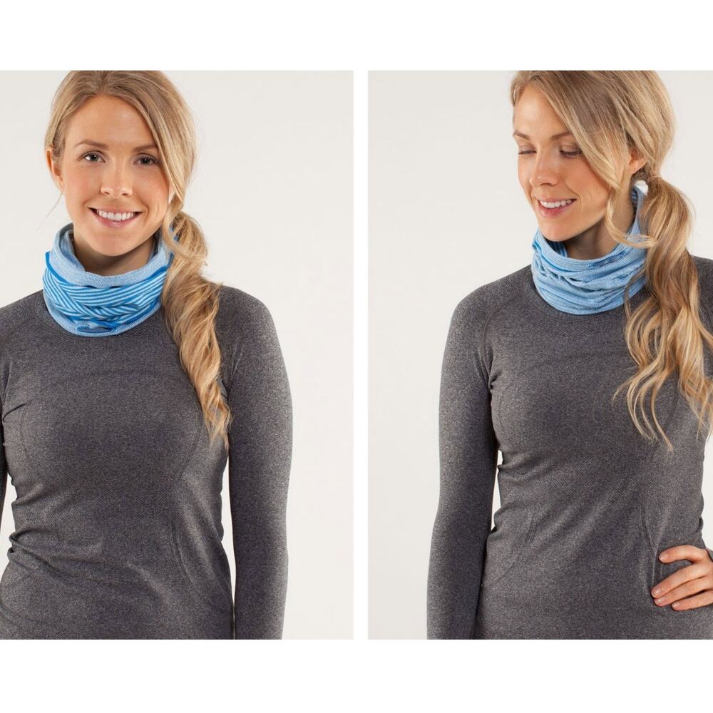 Lululemon Blue Brisk Run Neck Warmer Tube Scarf Snood Infinity Stretchy One Size